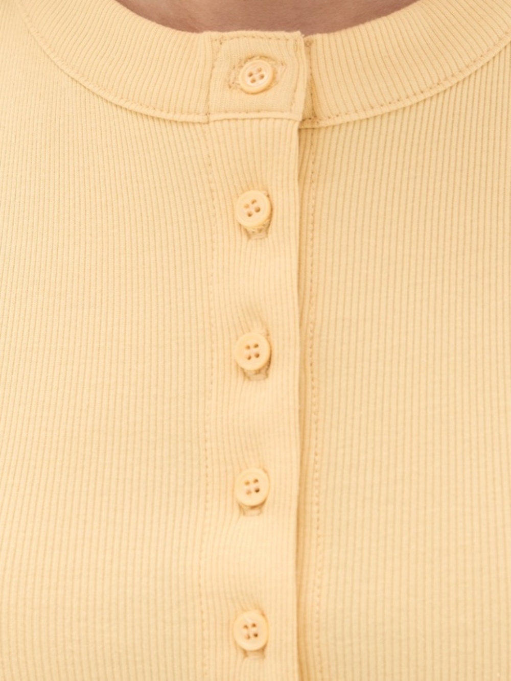 NWT Current / Elliot Yellow Button Up Tee Cap Sleeved Ribbed Modal Top - Picture 4 of 6